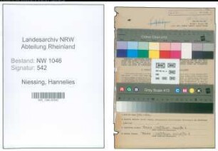 Entnazifizierung Hannelies Niessing , geb. 23.05.1922 (Schulhelferin)