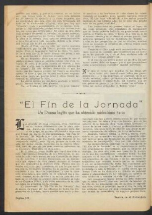 "El fín de la jornada" : Un drama inglés que ha obtenido ruidosísimo éxito