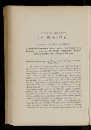 Siebenter Abschnitt. Statik flüssiger Körper.