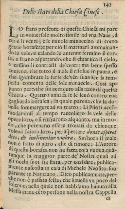 Dello stato della Chiesa Cinese