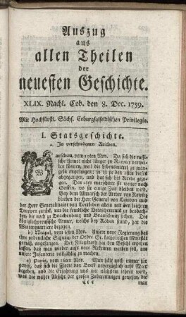 LXIX. Nachl. Cob. den 8. Dec. 1759.