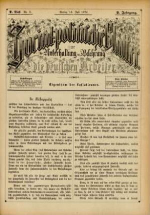 7. Lief. Nr. 3. Berlin, 18. Juli 1874. 2. Jahrgang.