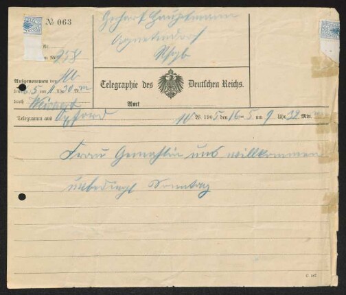 Brief von Hermann Georg Fiedler an Gerhart Hauptmann