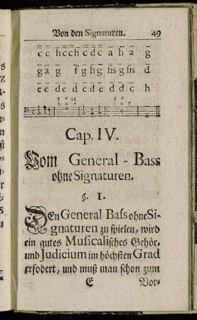 Cap. IV. Vom General-Bass ohne Signaturen.