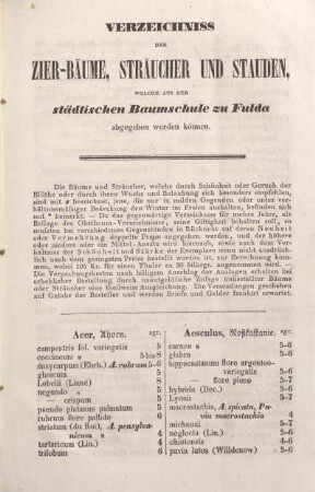 Verzeichniss der Zier-Bäume, Sträucher und Stauden ...