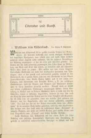 IV. Literatur und Kunst