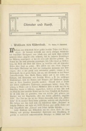 IV. Literatur und Kunst