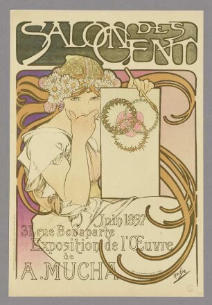 Werbeplakat für die Ausstellung des Malers und Graphikers Alphonse Mucha im "Salon des Cent", Paris, 1897