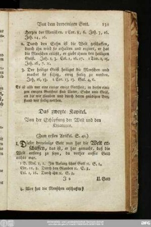 Das zweyte Kapitel. Von der Schöpfung der Welt und den Kreaturen.