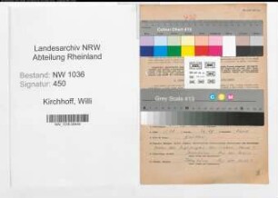 Entnazifizierung Willi Kirchhoff , geb. 24.05.1905 (Kaufmaennischer Angestellter)