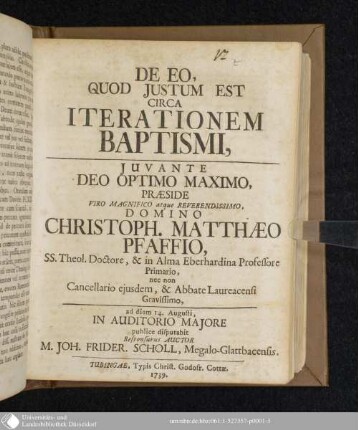 De Eo, Quod Justum Est Circa Iterationem Baptismi
