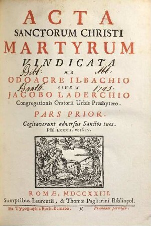 Acta sanctorum Christi martyrum vindicata. 1
