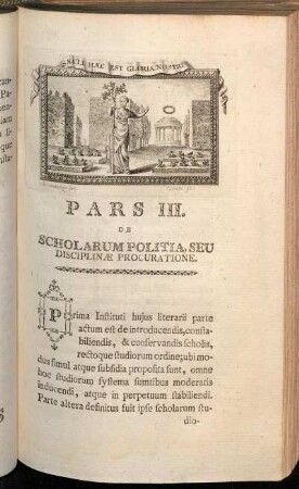 Pars III. De Scholarum Politia, Seu Disciplinæ Procuratione