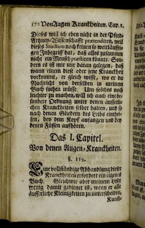 Das I. Capitel. Von denen Augen-Kranckheiten.