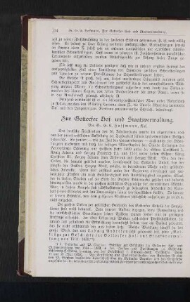 Zur Gottorfer Hof= und Staatsverwaltung.