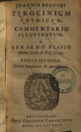 Joannis Beguini Tyrocinium chymicum