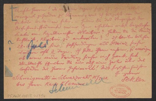 Brief an B. Schott's Söhne : 15.07.1921
