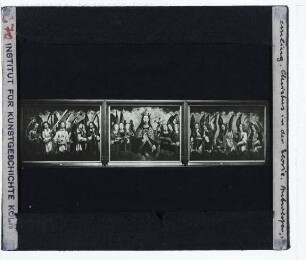 Memling, Christus mit singenden und muszizierenden Engeln (Antwerpen KSMK 778-780)
