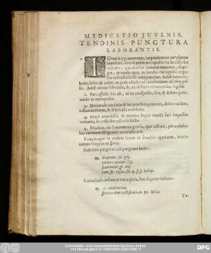 Medicatio Iuvenis, Tendinis Punctura Laborantis.