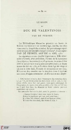 Le buste du Duc de Valentinois par de Fernex