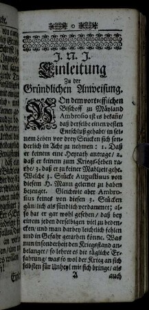 Einleitung Zu der Gründlichen Anweisung.