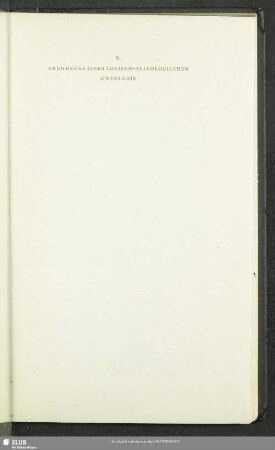 V. Grundzüge Einer Logisch-Theologischen Ontologie