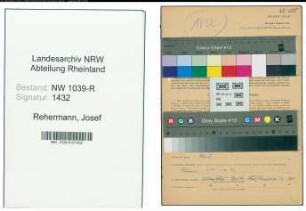 Entnazifizierung Josef Rehermann , geb. 08.02.1904 (Bautechniker)