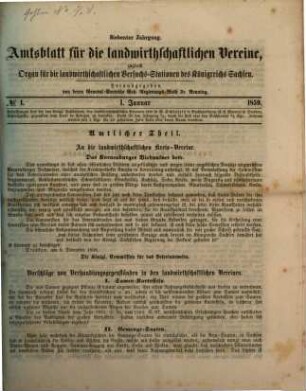Amtsblatt für die landwirthschaftlichen Vereine : zugl. Organ für die Landwirthschaftlichen Versuchsanstalten des Königsreiches Sachsen. 7, 7. 1859