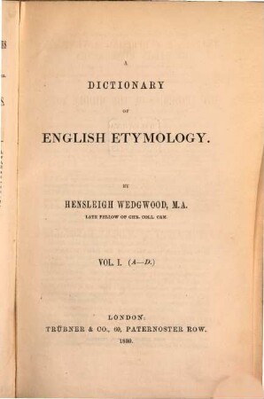 A dictionary of english etymology, 1. A - D