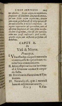 Caput II. De Vita & Morte.