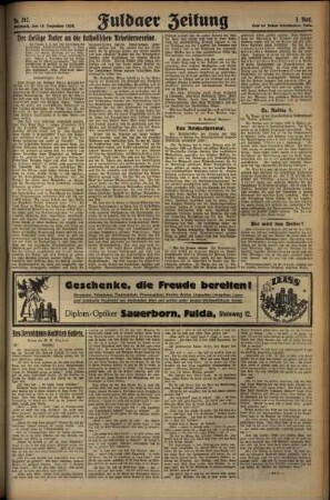 Dritte Ausgabe vom Mittwoch, den 18. Dezember 1929.