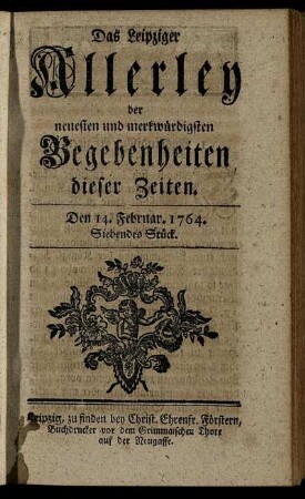 Den 14. Februar. 1764. Siebendes Stück.