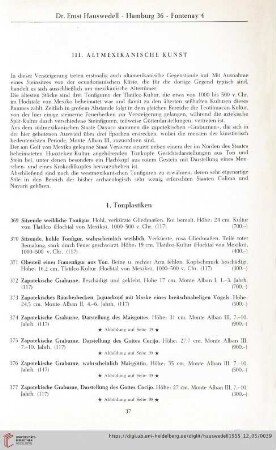 III. Altmexikanische Kunst (Nr. 369 - 417)