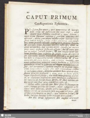 Caput Primum Conflagrationis Ephemeris