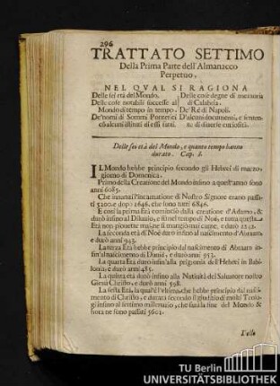 Trattato Settimo Della Prima Parte dell'Almanacco Perpetuo, Nel Qval Si Ragiona