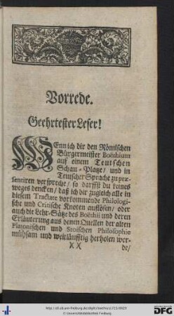 Vorrede. Geehrtester Leser!