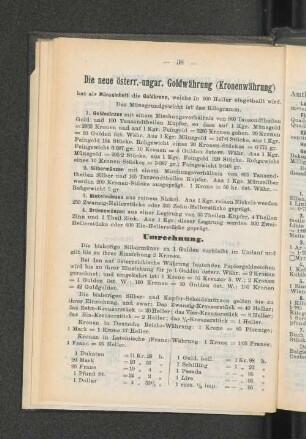 Die neue österr.-ungar. Goldwährung (Kronenwährung)