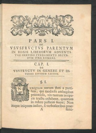 Cap. I. De Usufructu In Genere Et Diversis Eiusdem Caussis.