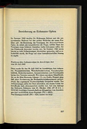 Bereicherung an Eichmanns Opfern
