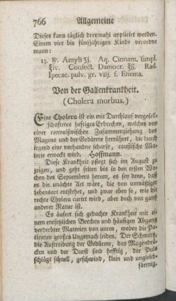 Von der Gallenkrankheit. (Cholera morbus.)
