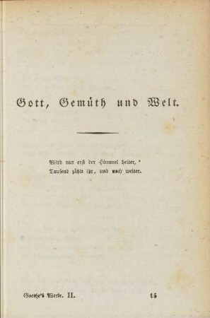 Gott, Gemüth und Welt.