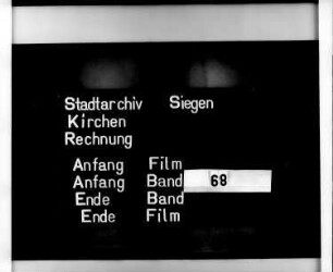 Kirchenrechnung der Stadt Siegen der Kirchmeister Johann Ihrle, nunmehr verstorben, und Johann Solbach
