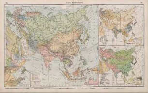 Asien, Staatenkarte. Inneres Gelbes Meer und Kiau-tschou-Gebiet, I. Volksdichte, II. Völkerverteilung