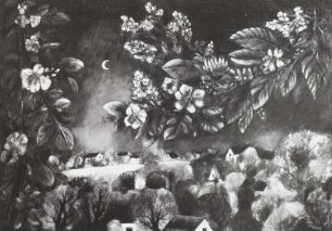 Blüten über der kleinen Stadt
