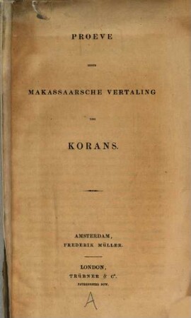 Proeve eener makassaarsche vertaling des Korans