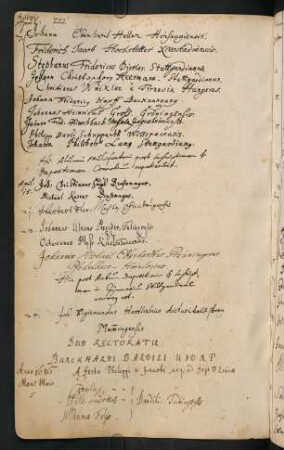 Sommerhalbjahr 1686. Rektorat Burkhard Bardili