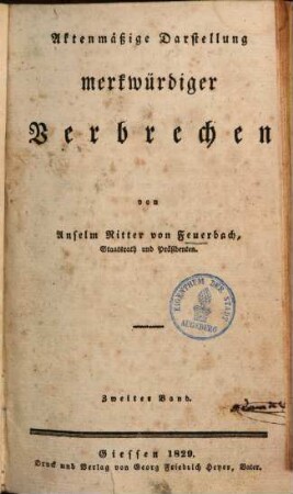 Aktenmäßige Darstellung merkwürdiger Verbrechen, 2