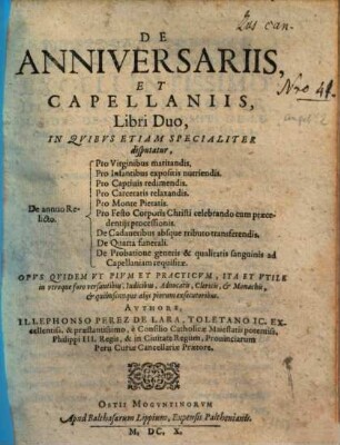 De Anniversariis Et Capellaniis : Libri Duo