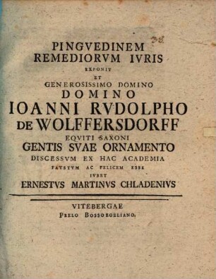 Pinguedinem Remediorum Iuris