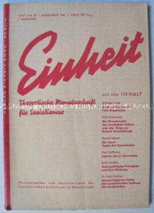 Theoretische Monatszeitschrift des Parteivorstandes der SED "Einheit" u.a. zur Frage der deutschen Einheit